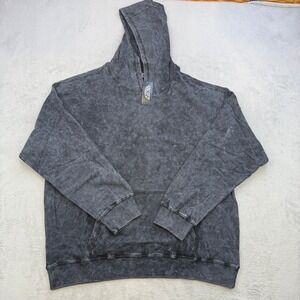 Ringspun Hoodie Mens 3XL Black Mineral Wash Acid Wash Streetwear Oversized Y2K